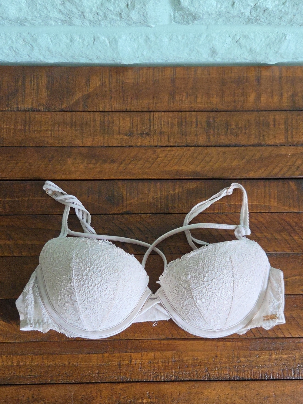 Pink Victorias Secret Beige Nude Date Push Up Bra Size 34b